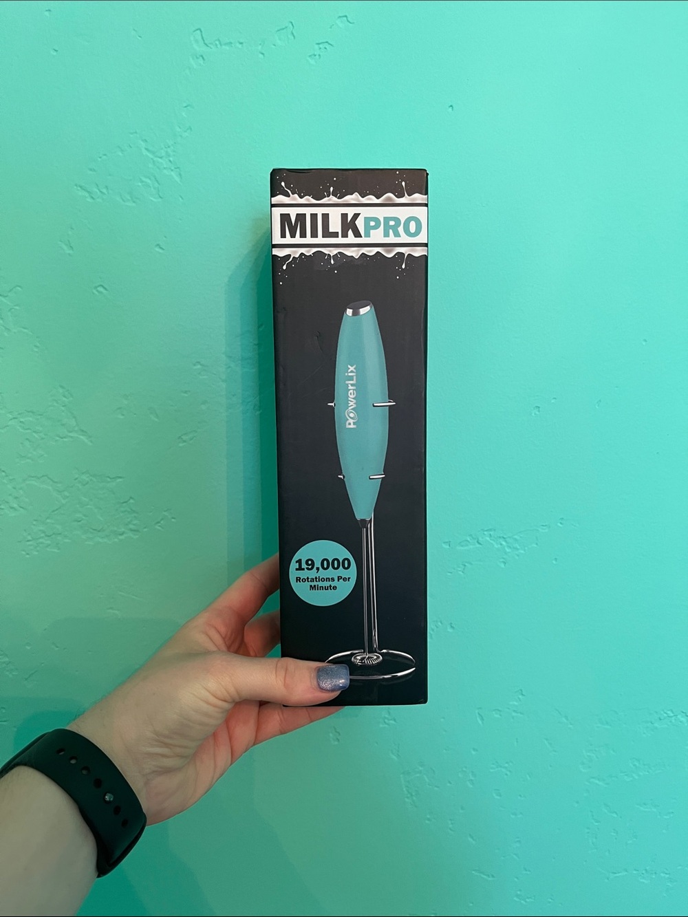 MilkPro PowerLix Handheld Milk Frother Electric Whisk Teal
